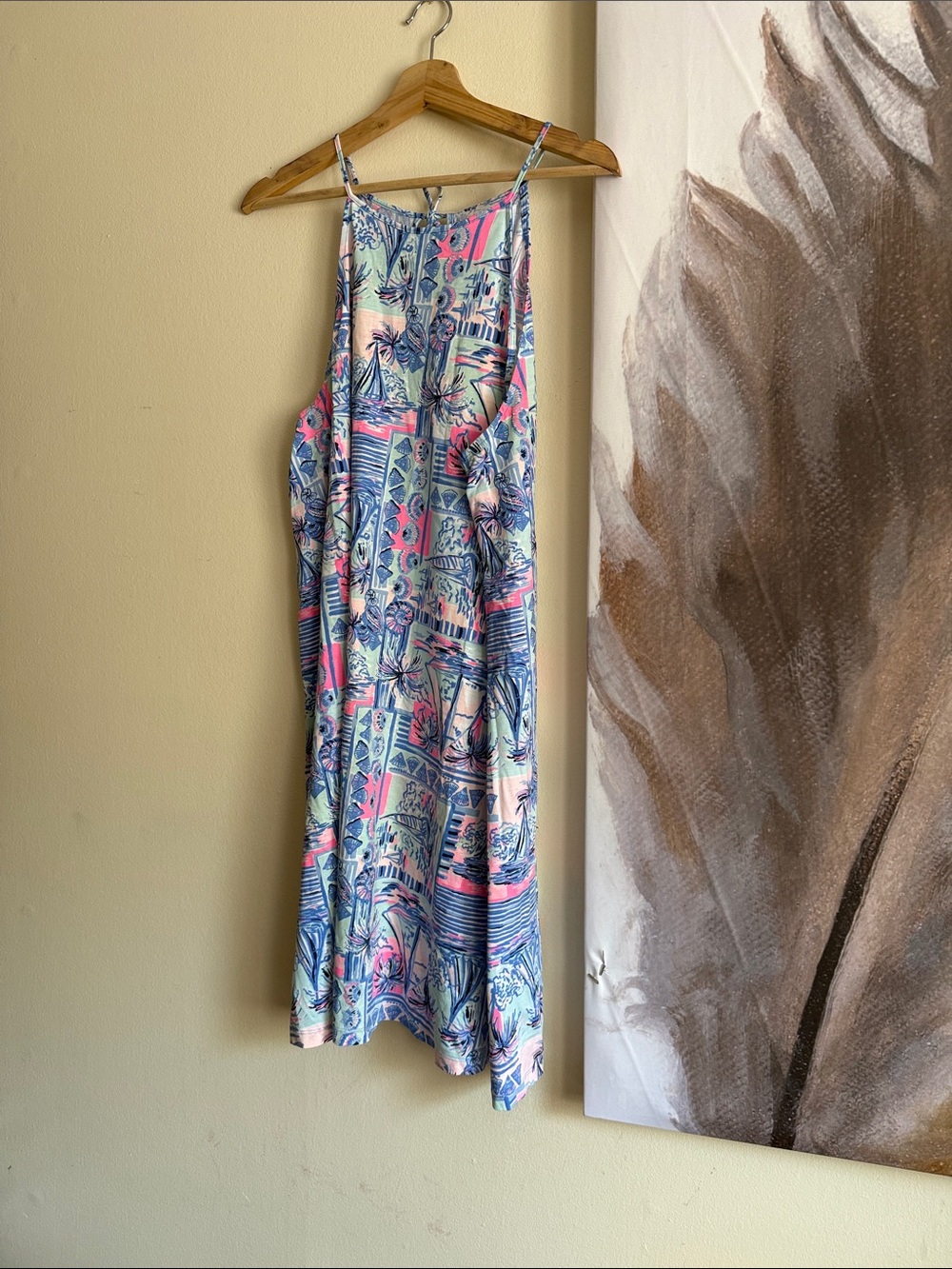 Lilly Pulitzer Pink & Blue Tropical-Print Midi Dress